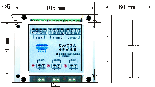 SW03A三回路晶閘管功率擴展器外形尺寸
