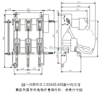 MZF68-12系列戶內(nèi)高壓負(fù)荷開關(guān)外形尺寸