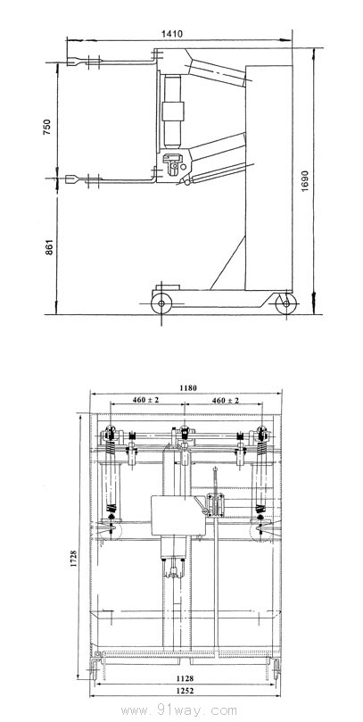 ZN23-40.5C系列車式戶內高壓真空斷路器安裝尺寸圖