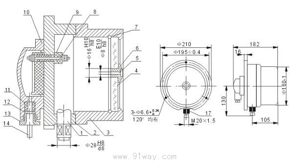 YJTX-150-B防爆電接點壓力表結(jié)構(gòu)圖