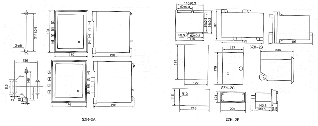SZH-2A(SQP-1A/Ⅱ)型數字頻率繼電器安裝尺寸